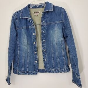A.M.I.  Small Denim Jean Blue Snap front Jacket